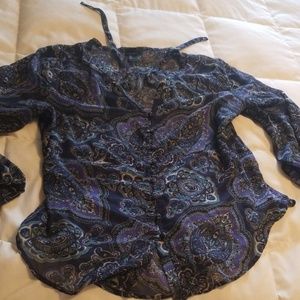 Ann taylor blue paisley blouse